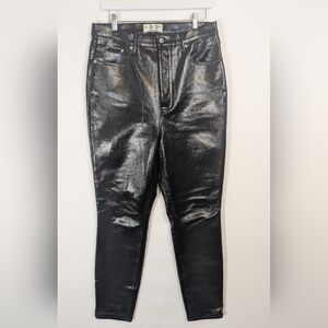 Free People sz 32 Phoenix Coated skinny Jeans Liquid Black ultra high rise